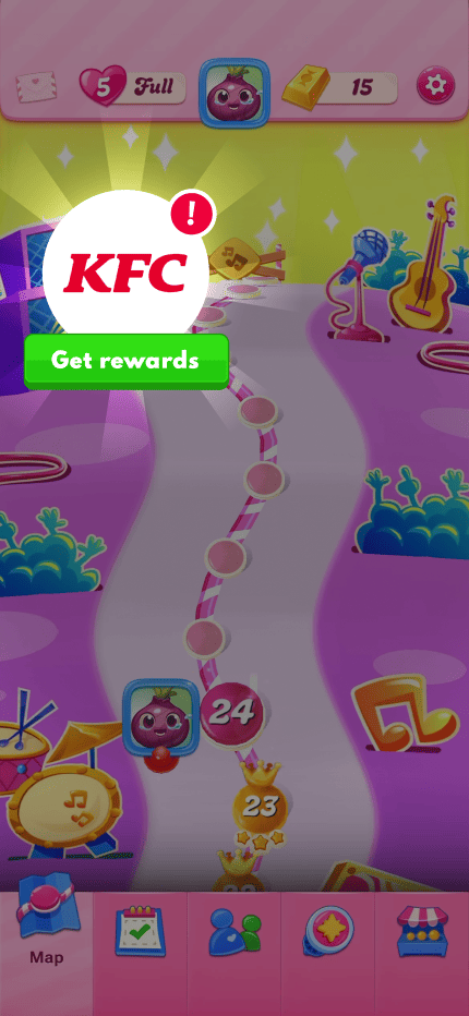 KFC teaser banner inside a mobile game — Monetizr